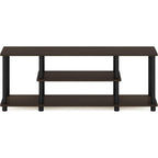 Furinno Turn-N-Tube No Tools 3D 3-Tier Entertainment Tv Stand Up To 50 Inch Tv, Round Tubes, Dark Brown / Black | For Tv Up To 50 Inch, Open Frame Rectangular Entertainment Center With Storage Shelf, Tv Console, For Living Room, Bedroom