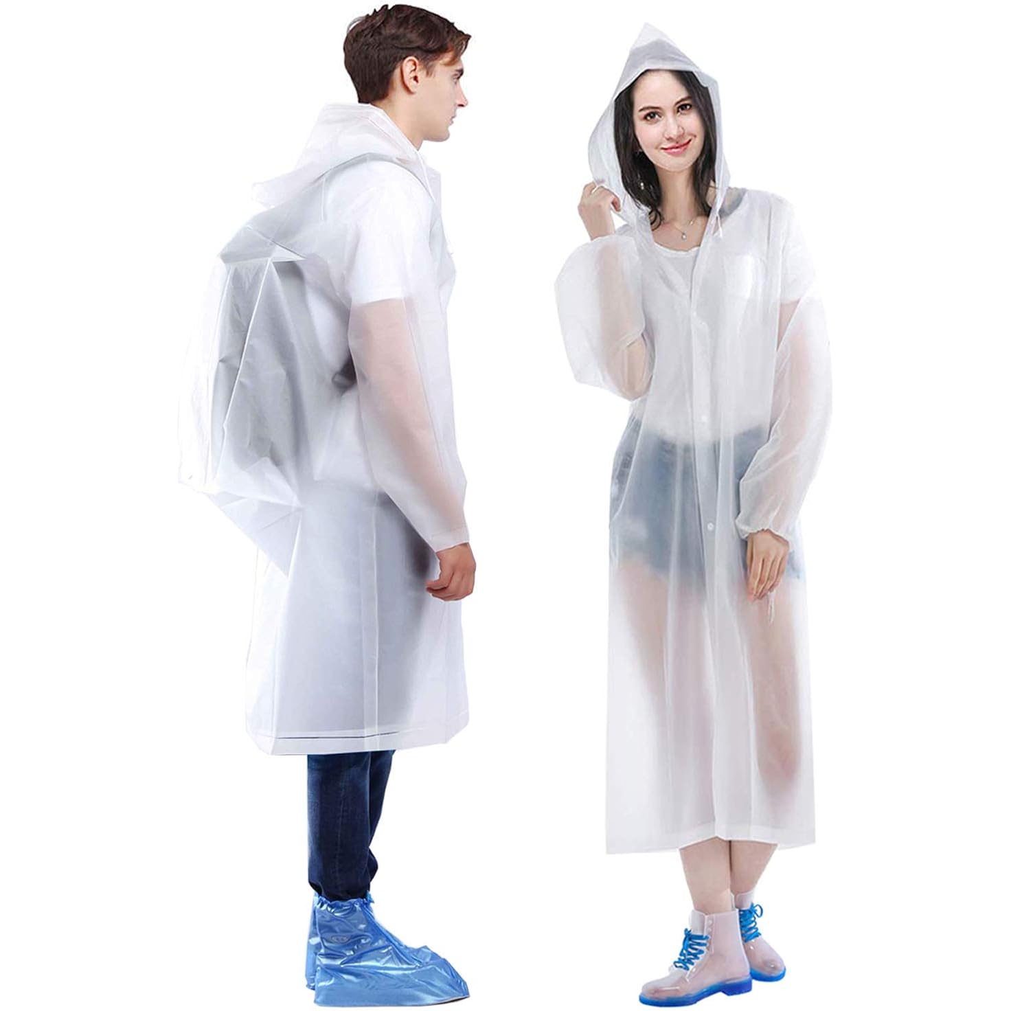 Hlkzone Raincoat, 2 Pack Rain Ponchos For Adults Travel Rain Jacket Packable Rain Coats For Women With Drawstring Hood
