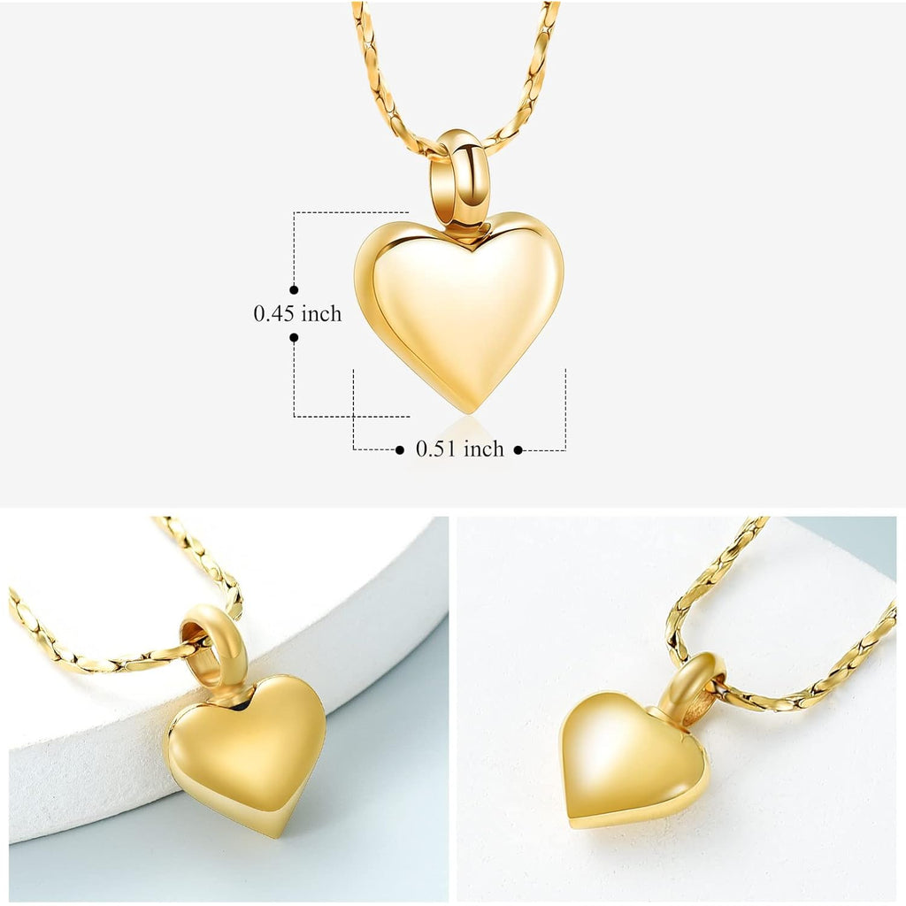 Imrsanl Small Heart Urn Necklace for Ashes Cremation Jewelry for Women Stainless Steel Pendant Memorial Ash Holder Loved Ones Keepsake