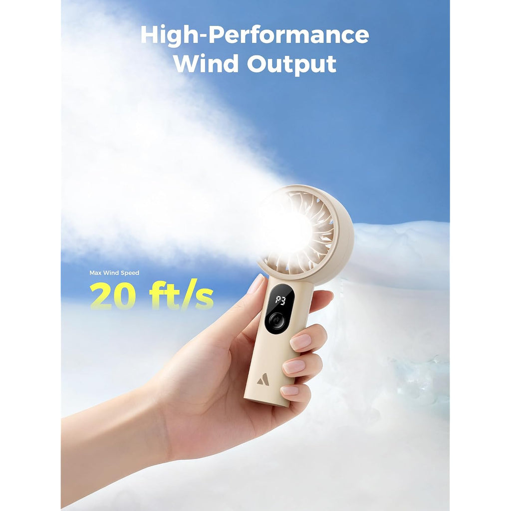 Aecooly Mighty Portable Fan, Powerful Handheld Fan, Usb Rechargeable [10H Max Cooling Time], Mini Personal Battery Powered, Pocket For Travel, Summer, Gifts For Women, Girls -Beige