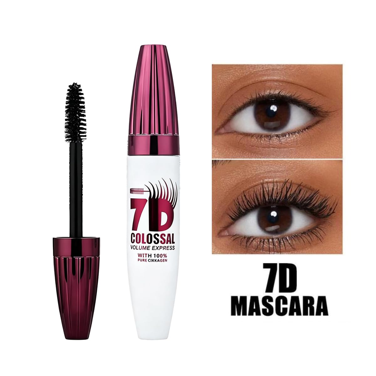 7D Waterproof Volume Mascara, Lengthening Thickening Softer Fuller Lashes Mascara,Long Lasting Natural Curling Lashes for Professional Eye Makeup. 2pcs