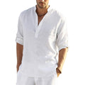 Coofandy Men'S Cotton Linen Henley T-Shirt Long Sleeve Hippie Casual Beach T-Shirts