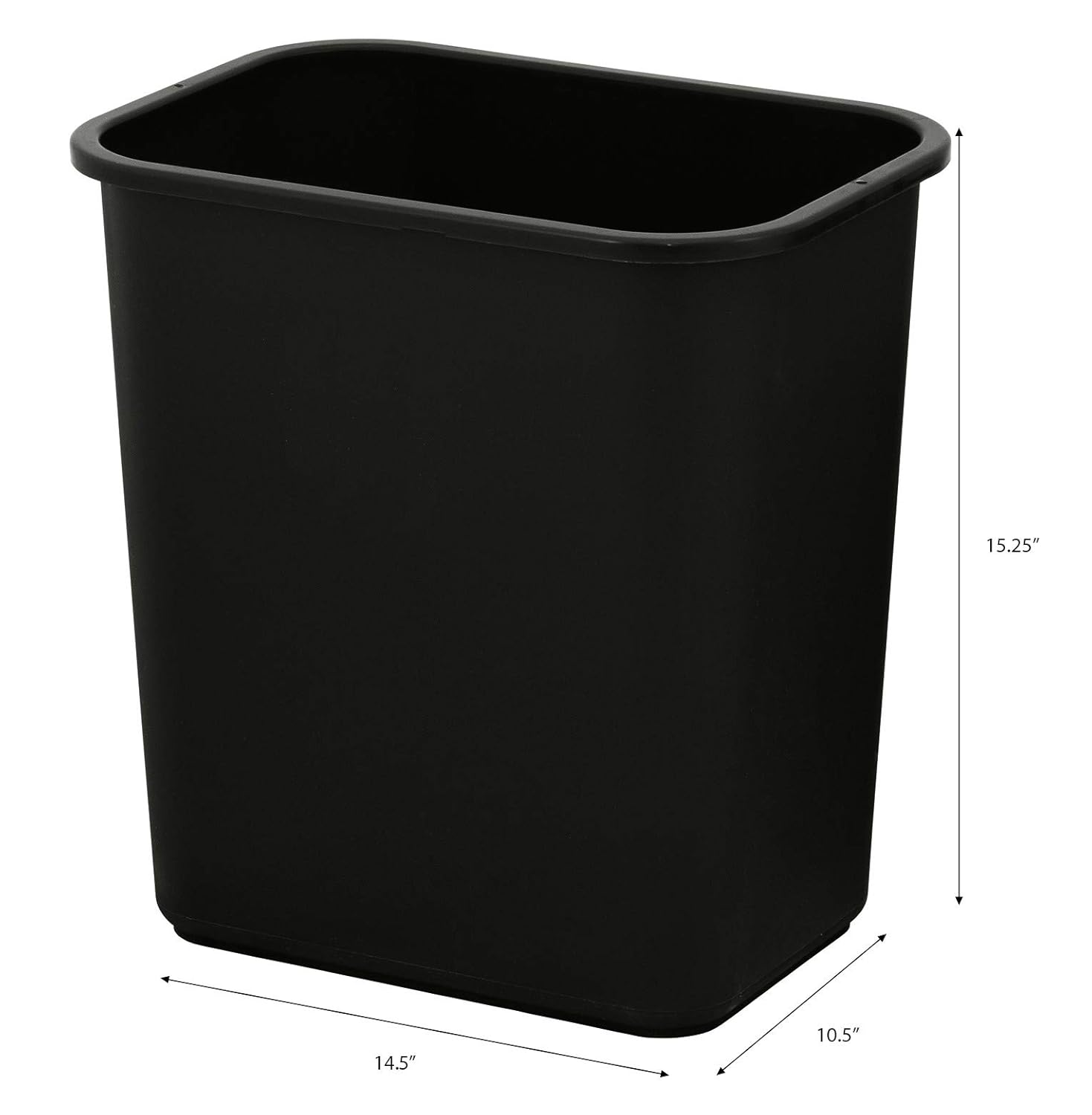 United Solutions 7 Gallon / 28 Quart Efficient Trash Wastebasket, Fits Under Desk, Small, Narrow Spaces In Commercial, Kitchen, Home Office, Dorm, Easy To Clean, Black (Pack Of 1)