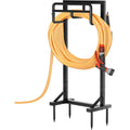Garden Hose Holder With Stable Base And Tool Hooks, Gaviscity Heavy-Duty Metal Hose Hanger Garden Hose Storage Holds 151Ft Hose, Rustproof Freestanding Water Hose Holder For Outside, Yard, Lawn, Black