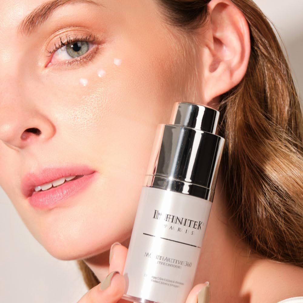 Infinitek Paris Multi-Active 360 Eye Cream | With Caffeine 3%, Retinol & Hyaluronic Acid | Under Eye Cream To Hydrate, Brighten & Reduce Dark Circles, Puffiness, And Fine Lines | 0.50 Fl Oz / 15 Ml