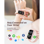Fitness Trackers for Women Smart Watch: Fitness Tracker with 24/7 Heart Rate Monitor SpO2 Sleep Step Tracker, Pedometer Fitness Watches for Women with 5ATM Waterproof for iPhone Android 2 Bands Pink