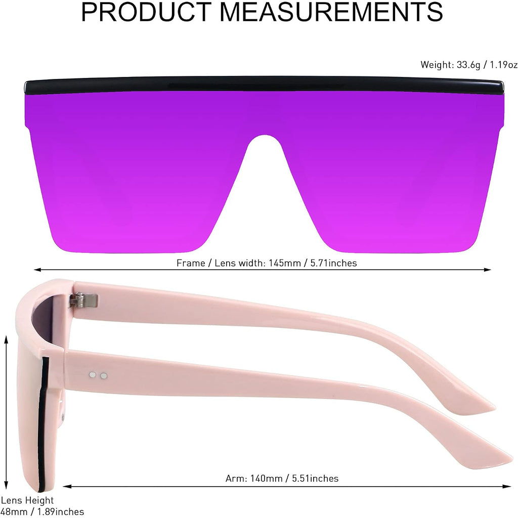 Square Oversized Sunglasses For Women Men Big Flat Top Fashion Shield Large Uv Protection Rimless Shades