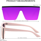 Square Oversized Sunglasses For Women Men Big Flat Top Fashion Shield Large Uv Protection Rimless Shades