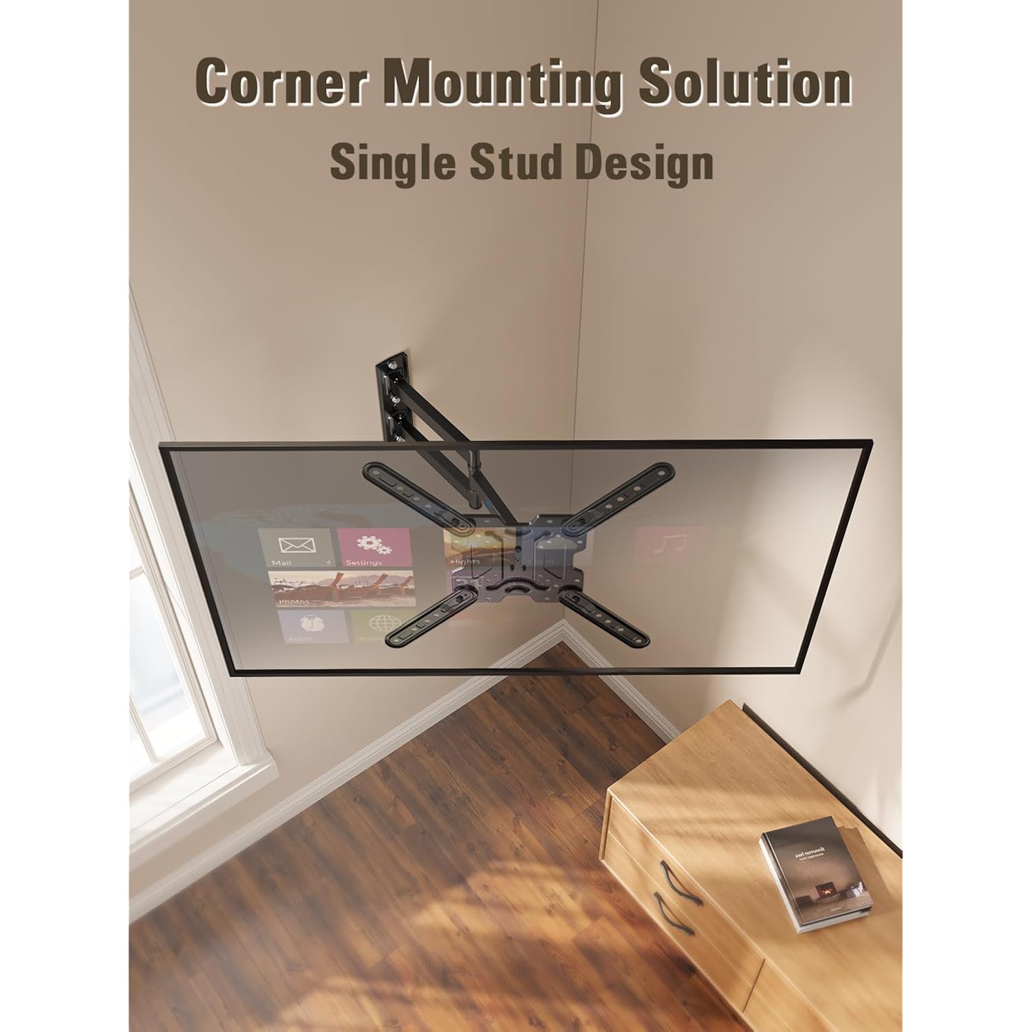 Mounting Dream Ul Listed Tv Wall Mount For Most 26-60 Inch Tvs, Full Motion Corner Tv Mount Design, Articulating Wall Mount Tv Bracket Swivel And Tilt, Single Stud Max Vesa 400X400Mm, Up To 77Lbs