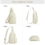 Kattee Sling Bag For Women, Leather Fanny Packs Crossbody Purse, Small Chest Bag With Rfid Blocking, Beige