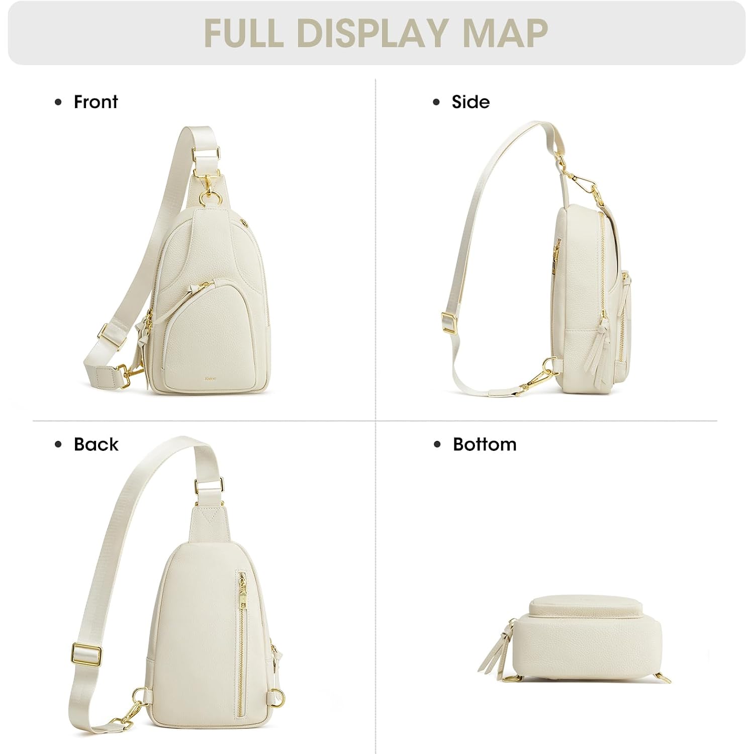 Kattee Sling Bag For Women, Leather Fanny Packs Crossbody Purse, Small Chest Bag With Rfid Blocking, Beige