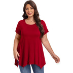 LARACE Short Sleeve Shirts for Womens Plus Size Tops Casual Summer Clothes Asymmetrical Tunic Blouses