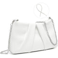 Dasein Elegant Pleated Evening Bag Soft Vegan Leather Clutch Purse Dressy Formal Handbag With 2 Chain Straps For Women