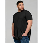 Runcati Mens Big And Tall Shirts Short Sleeve Crew Neck Casual T-Shirt Hipster Hip Hop Longline Tee Shirts