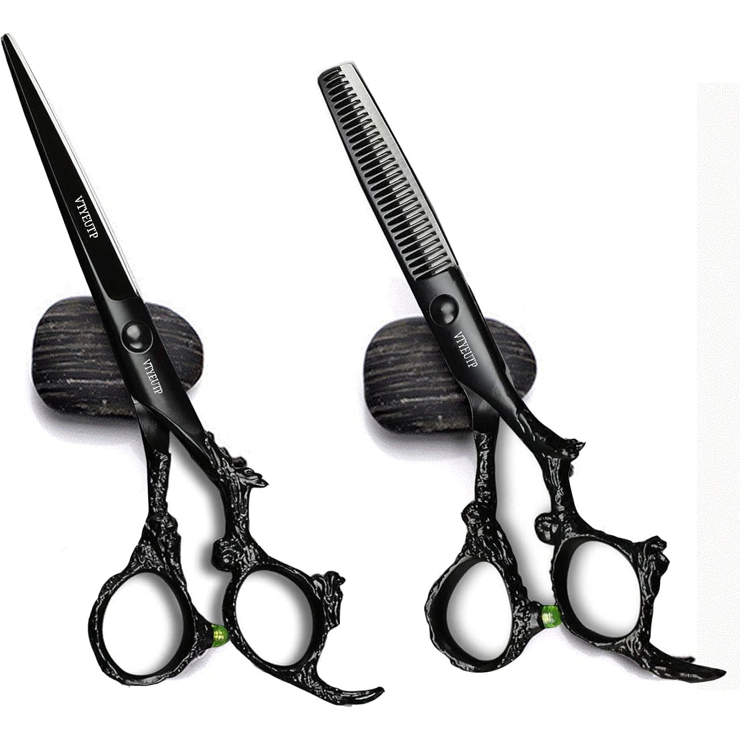 Black Dragon 6.0 Inch Professional Dragon Handle 440C Salon Hair Cutting Scissor - Hairdressing Thinning Shears- Perfect For Barber And Home Use (Scissors Set)