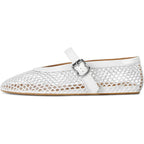 Women'S Mesh Ballet Flats Fishnet Ballerina Flats Buckle Strap Mary Jane Causal Daily Dress Shoes