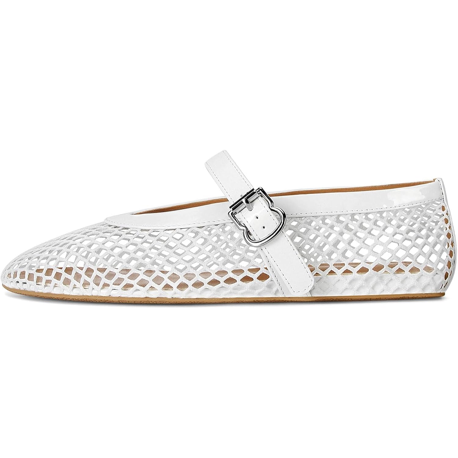 Women'S Mesh Ballet Flats Fishnet Ballerina Flats Buckle Strap Mary Jane Causal Daily Dress Shoes