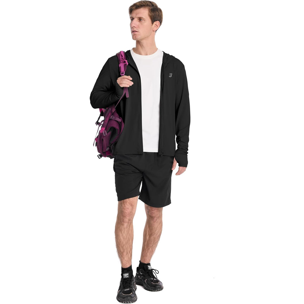 Roadbox Men'S Upf 50+ Sun Hoodie Jacket, Full Zip Uv Protection Long Sleeve Shirt, Lightweight Breathable For Fishing Hiking