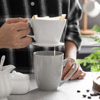 Dowan Pour Over Coffee Maker, Non-Electric Pour Over Coffee Dripper, Manual Brew Maker, Single Cups Porcelain Slow Brewing Accessories For Gifts,White