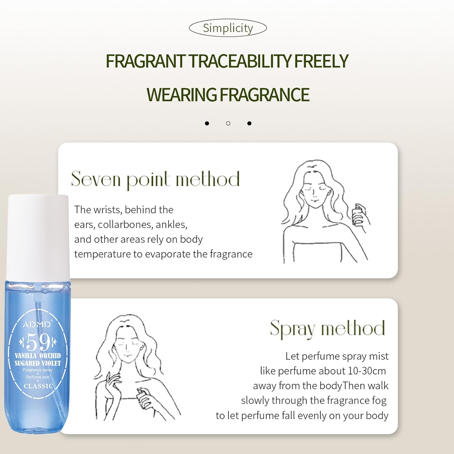 ADMD Sweet Floral Body Spray Romantic Perfume for Women, Model 59# Delightful Fruity Long-Lasting, Enchanting Fragrance Mist, Travel-Size 90ml Non-Sticky
