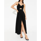Btfbm Women 2026 Spaghetti Strap Midi Summer Dresses Sleeveless V Neck Cutout Slit Casual Beach Party Maxi Dress Pockets