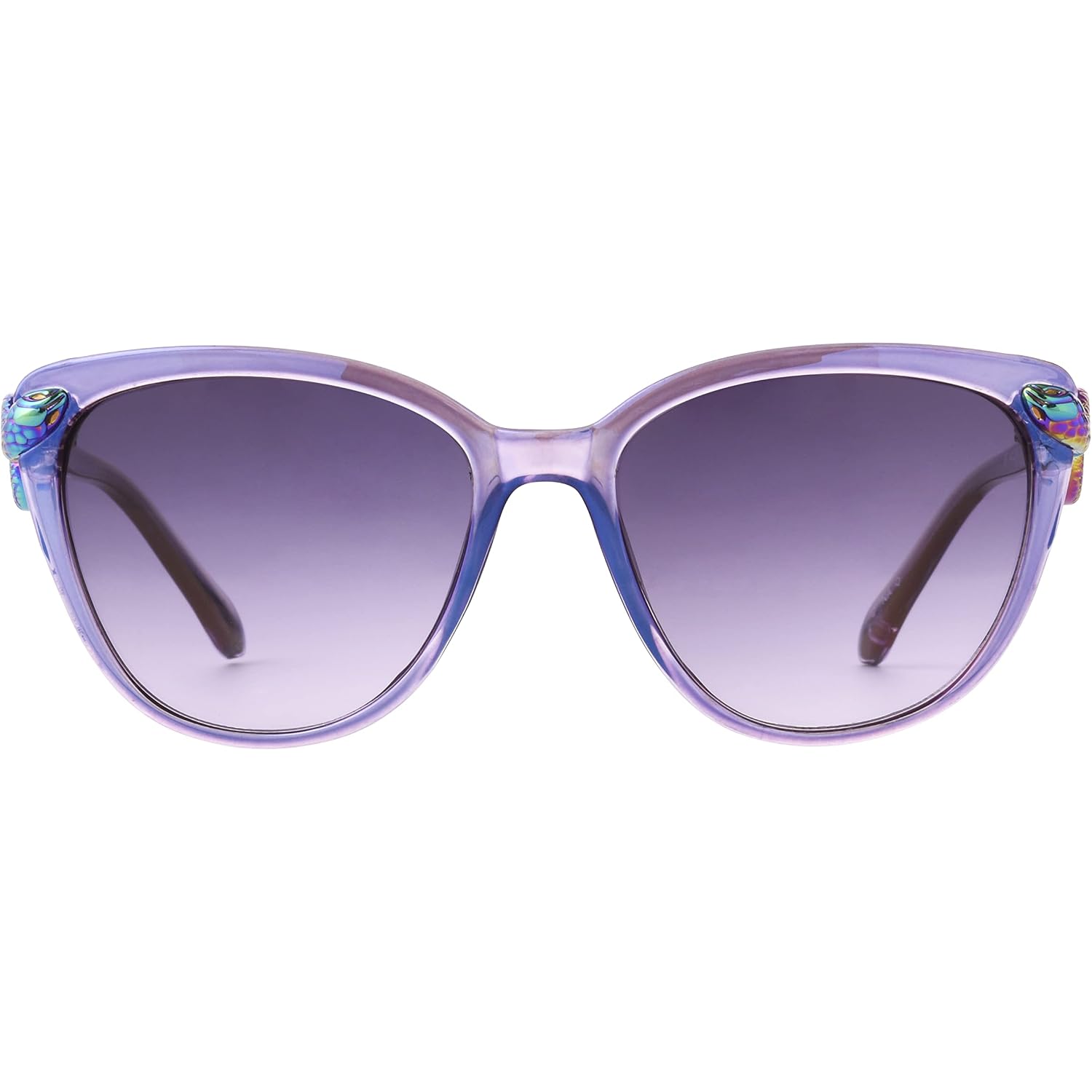 Betsey Johnson Women's Serpentine Cat Eye Sunglasses Purple Crystal With Oil Slick Snakes