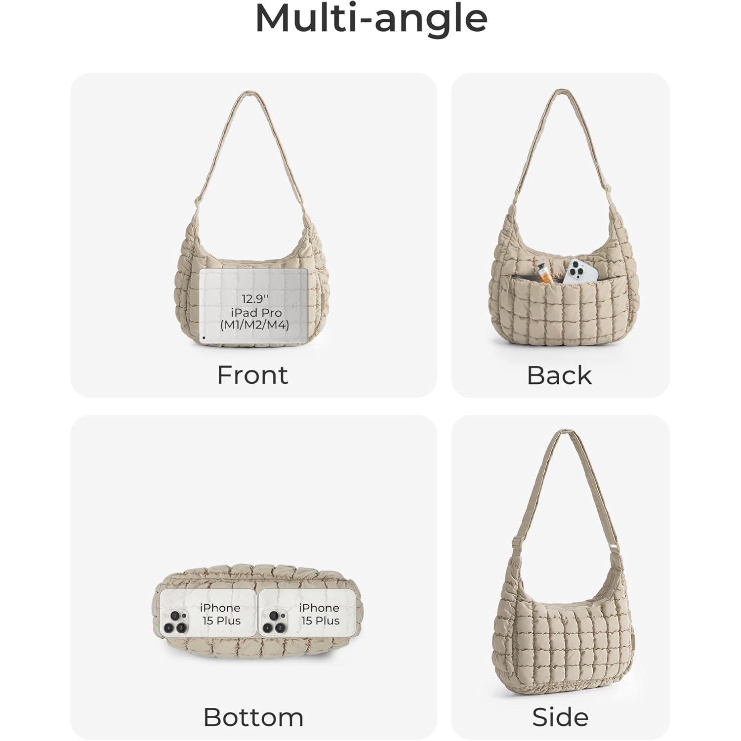 BAGSMART Quilted Crossbody Bag for Women, Lightweight Puffer Purse for Travel, Daily Use & Work