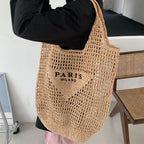 POOOPSSD New Woven Bag, Straw Mesh Tote Bag, Beach, Shoulder Bag, Hobo Women, Foldable Large Capacity, for Holiday.