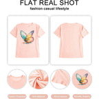 HDLTE Plus Size Womens Country Shirts Funny Western Graphic Tees Short Sleeve Flower Tops Blouses Casual Summer T-Shirt C4-butterfly Pink