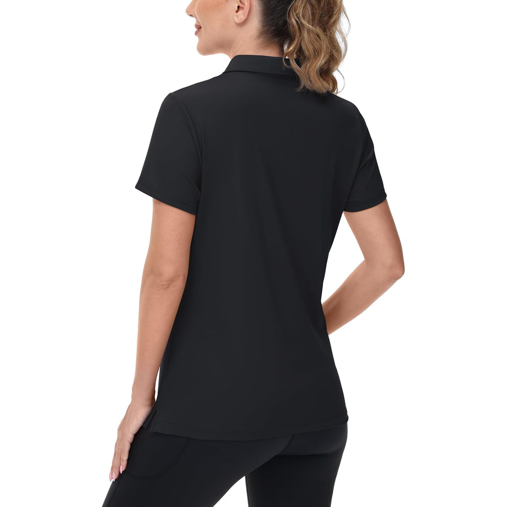 Women's V-Neck Polo Shirts UPF 50+ Short Sleeve Sun Protection Quick Dry Golf Polos Collared Shirt
