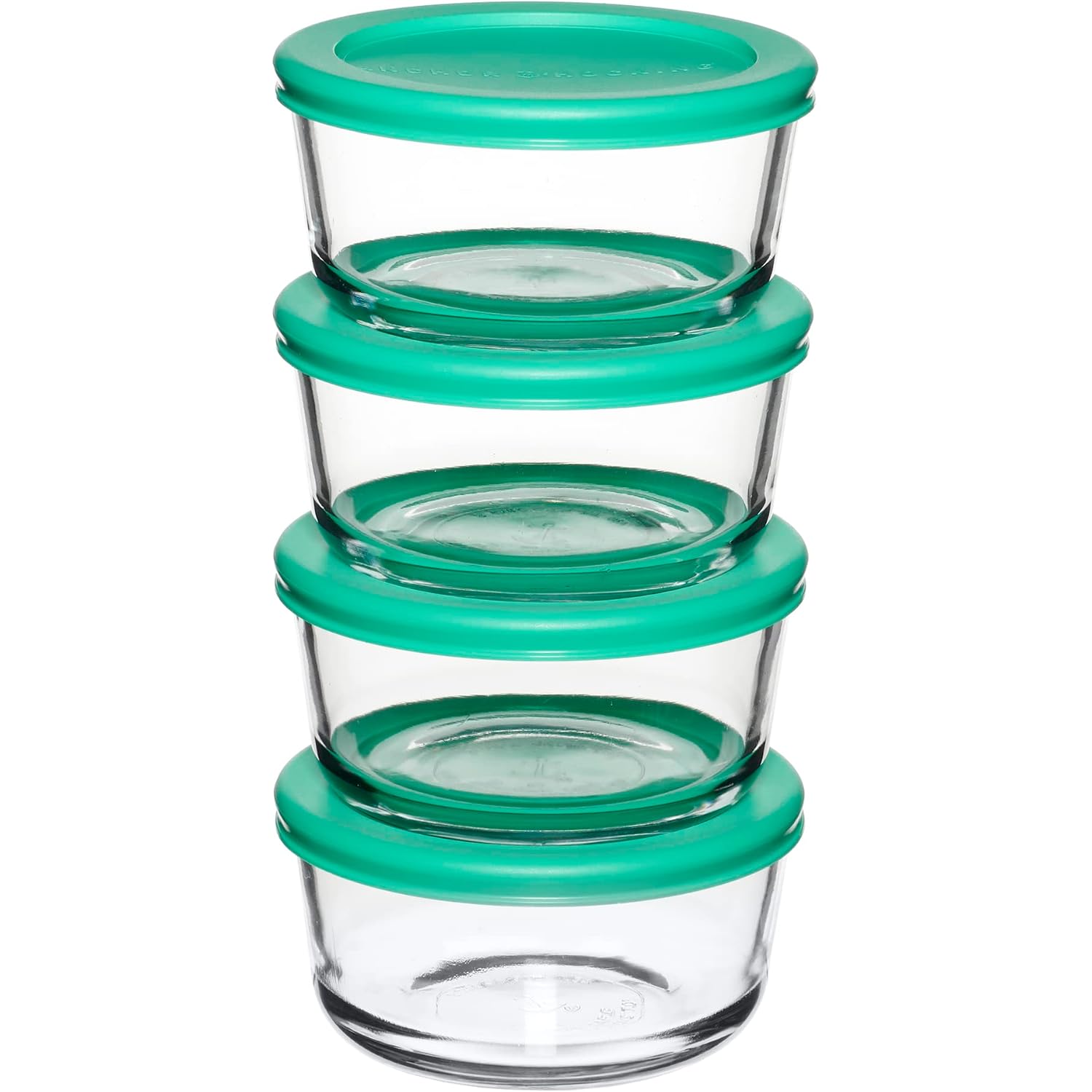Anchor Hocking 2 Cup Glass Storage Containers With Lids, Set Of 4 Glass Food Storage Containers With Mint Snugfit Lids