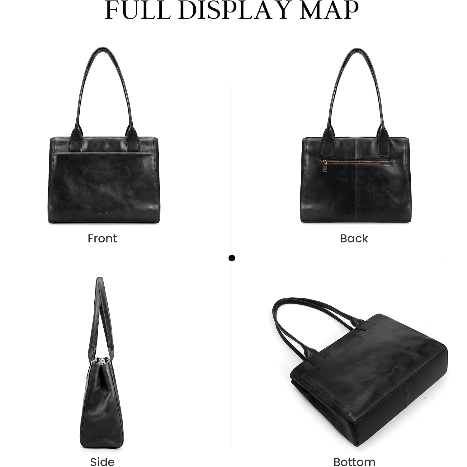 Genuine Leather Tote Bag For Women Small Tote Bag With Zipper Work Purse With Compartment Purses And Handbags For Travel