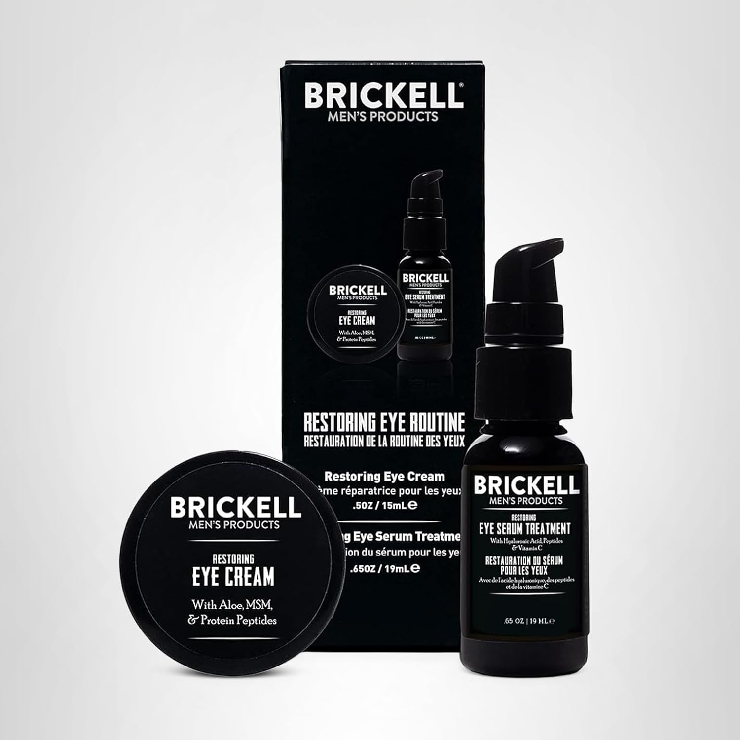 Brickell Men'S Restoring Eye Routine For Men, Eye Cream And Serum For Men, With Aloe, Peptides, And Hyaluronic Acid, Unscented, Men'S Skin Care Gift Set