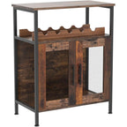 X-Cosrack Wine Bar Rack Cabinet With Detachable Wine Rack, Coffee Barwith Glass Holder, Small Sideboard And Buffet Cabinet With Mesh Door, Rustic Brown(Patent Pending)