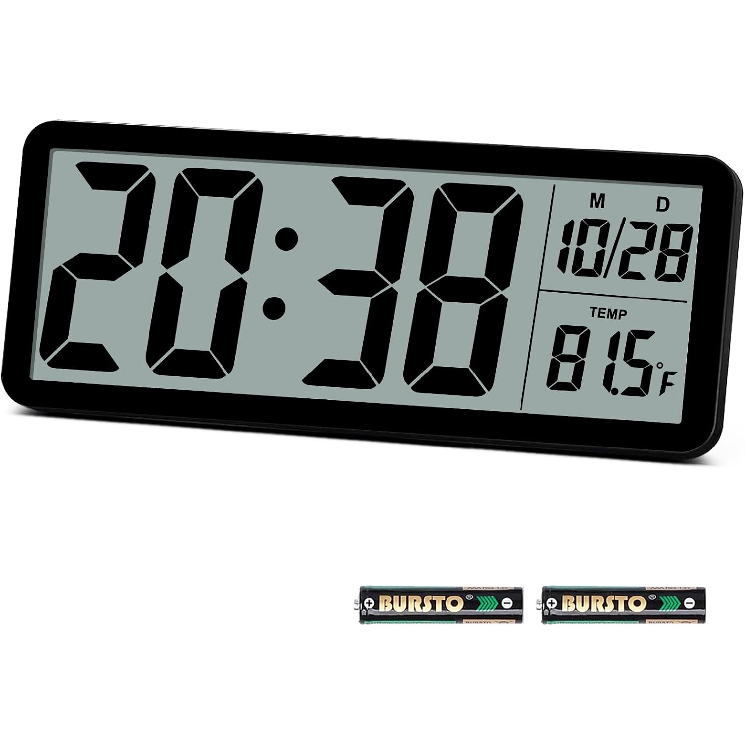 Digital Lcd Wall Clock Easy To Set, 8.5 Inch Lcd Screen With Time/Date/Temperature Display,Simple Digital Desk Clock With 12/24H For Bedroom Living Room Office Décor