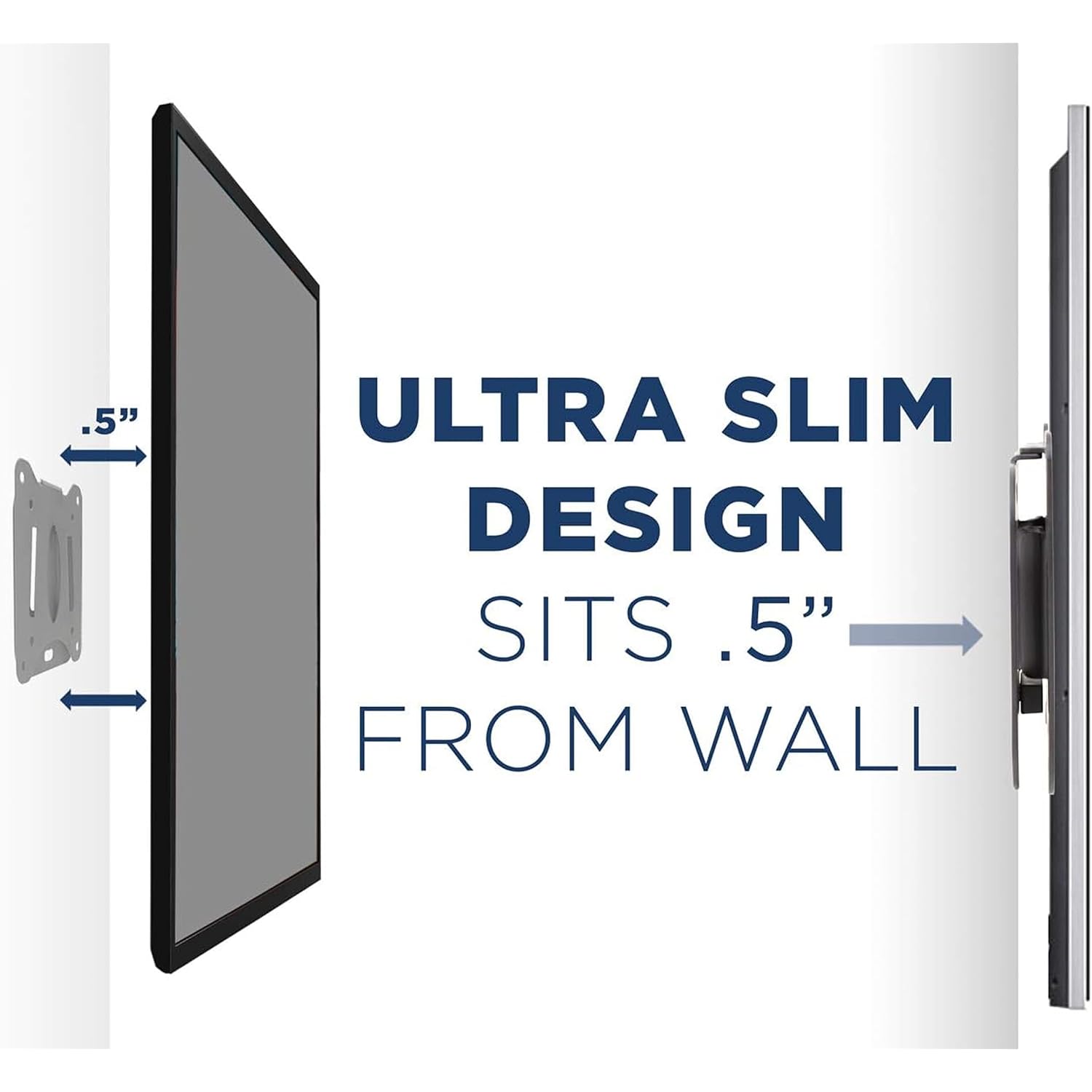 Mount-It! Ultra Low Profile Fixed Tv Wall Mount For 13 To 32" Inch Screens, Slim Tv Wall Mount Fits Vesa 75 And 100 Mm, Flush Tv Bracket 0.55" Design With 60 Lb Capacity, Built-In Bubble Level