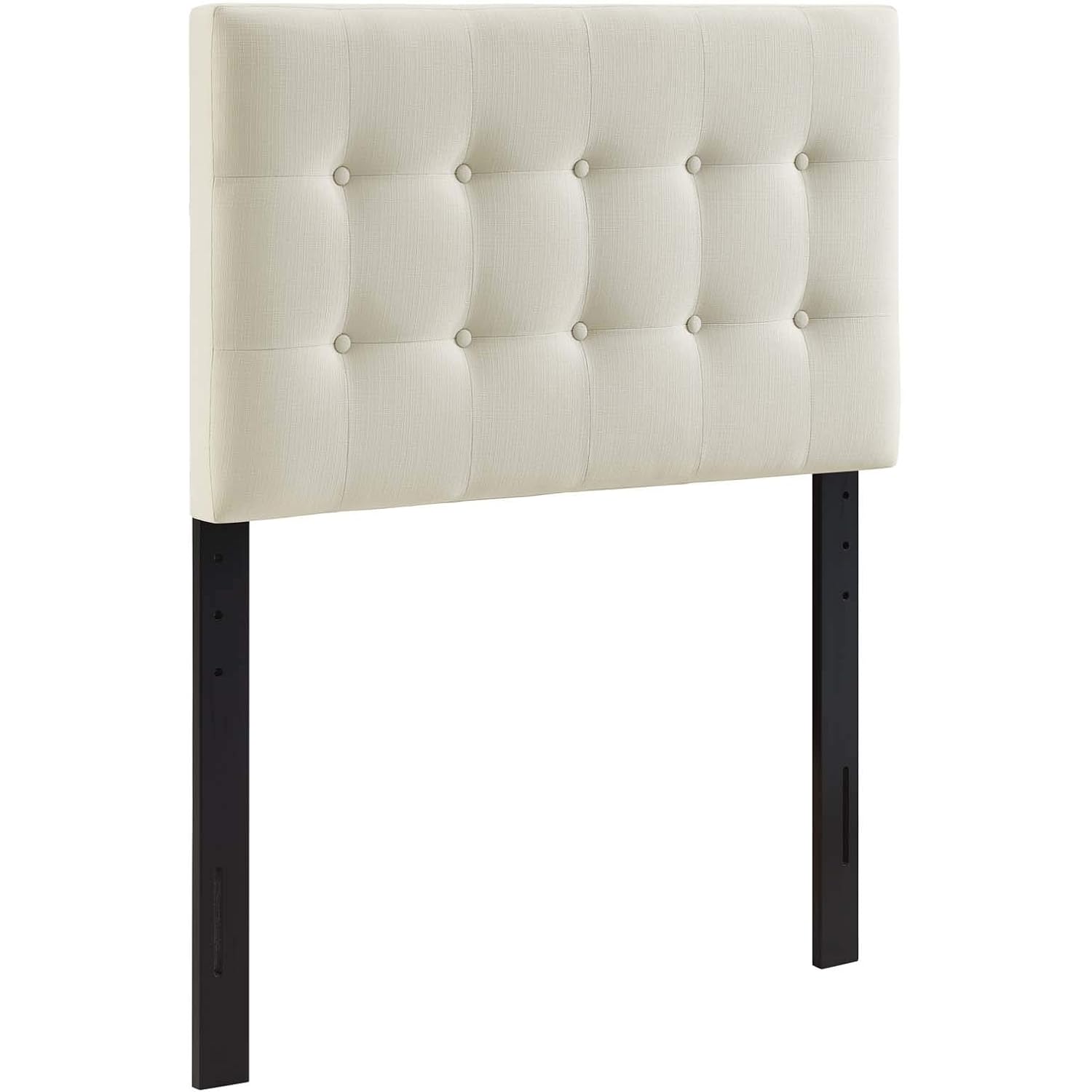 Modway Emily Tufted Button Linen Fabric Upholstered Twin Headboard In Ivory