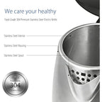 COMFEE' Stainless Steel Electric Kettle, 1.7 Liter Tea Kettle Electric & Hot Water Kettle, 1500W Fast Boil with LED Light, Auto Shut-Off and Boil-Dry Protection