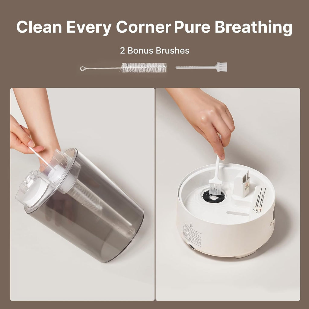 Homvana 3.6L Top-Fill Cool Mist Humidifiers For Bedroom, Large Room & Plants, 23Db Ultra-Quiet, Easy-To-Clean 2-In-1 Baby Humidifier & Oil Diffuser For Congestion Relief, Lasts Up To 4 Nights (Grey)