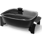 Elite Gourmet EG-6203# Extra Deep 16"x13" (10.5 Qt.) Non-Stick Electric Skillet with Glass Vented Lid & Pour Spout | Dishwasher Safe, Long-Lasting Non-Stick, 200-400°F | Serves 6-8, Black