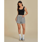 Striped Shorts for Women High Waisted Beach Casual Drawstring Pull On Elastic Waist Summer Shorts with Pockets