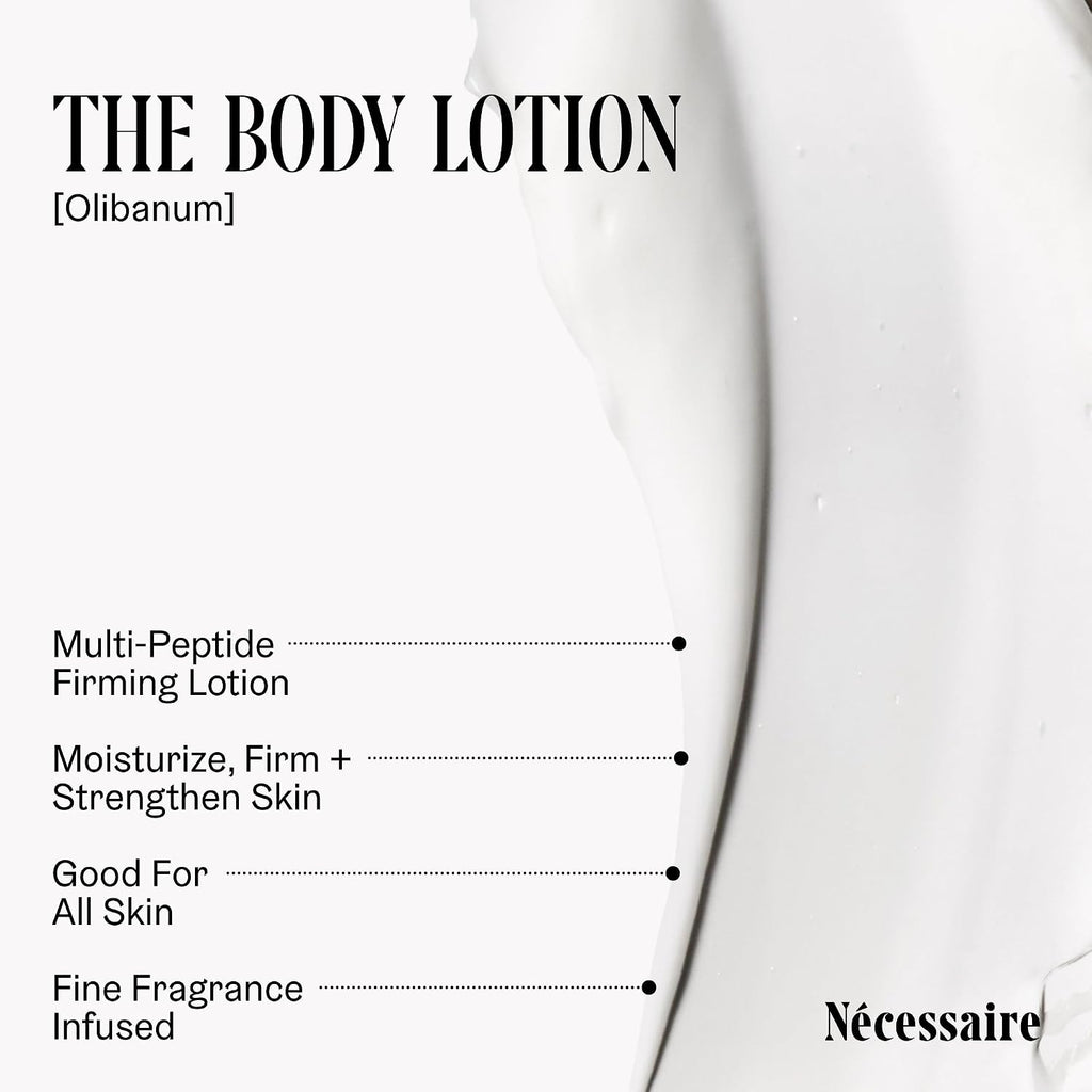 Nécessaire The Body Lotion Olibanum - Multi-Peptide Moisturizer - Firming Body Lotion For Women + Men. 2.5% Niacinamide. Non-Comedogenic + Hypoallergenic For Sensitive Skin - 15.2Oz