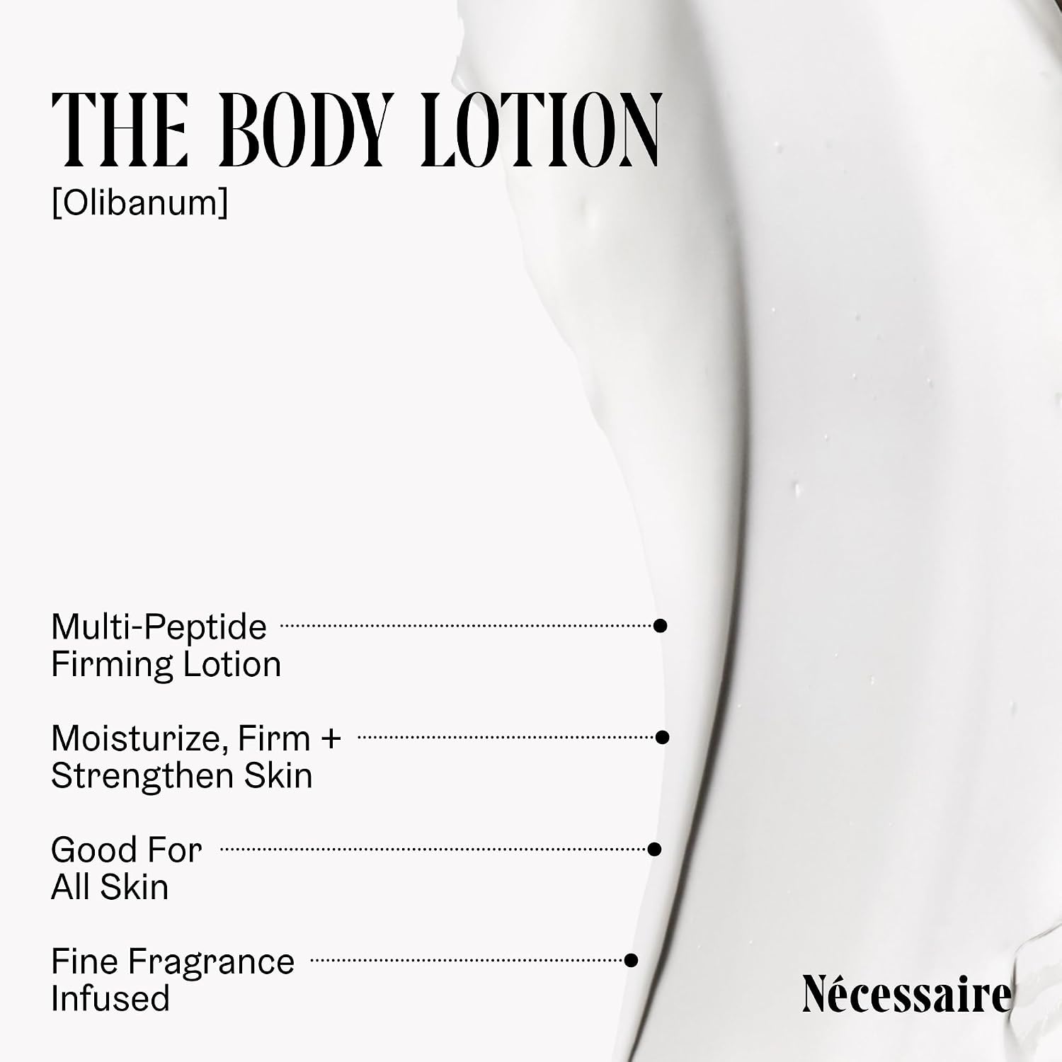 Nécessaire The Body Lotion Olibanum - Multi-Peptide Moisturizer - Firming Body Lotion For Women + Men. 2.5% Niacinamide. Non-Comedogenic + Hypoallergenic For Sensitive Skin - 15.2Oz