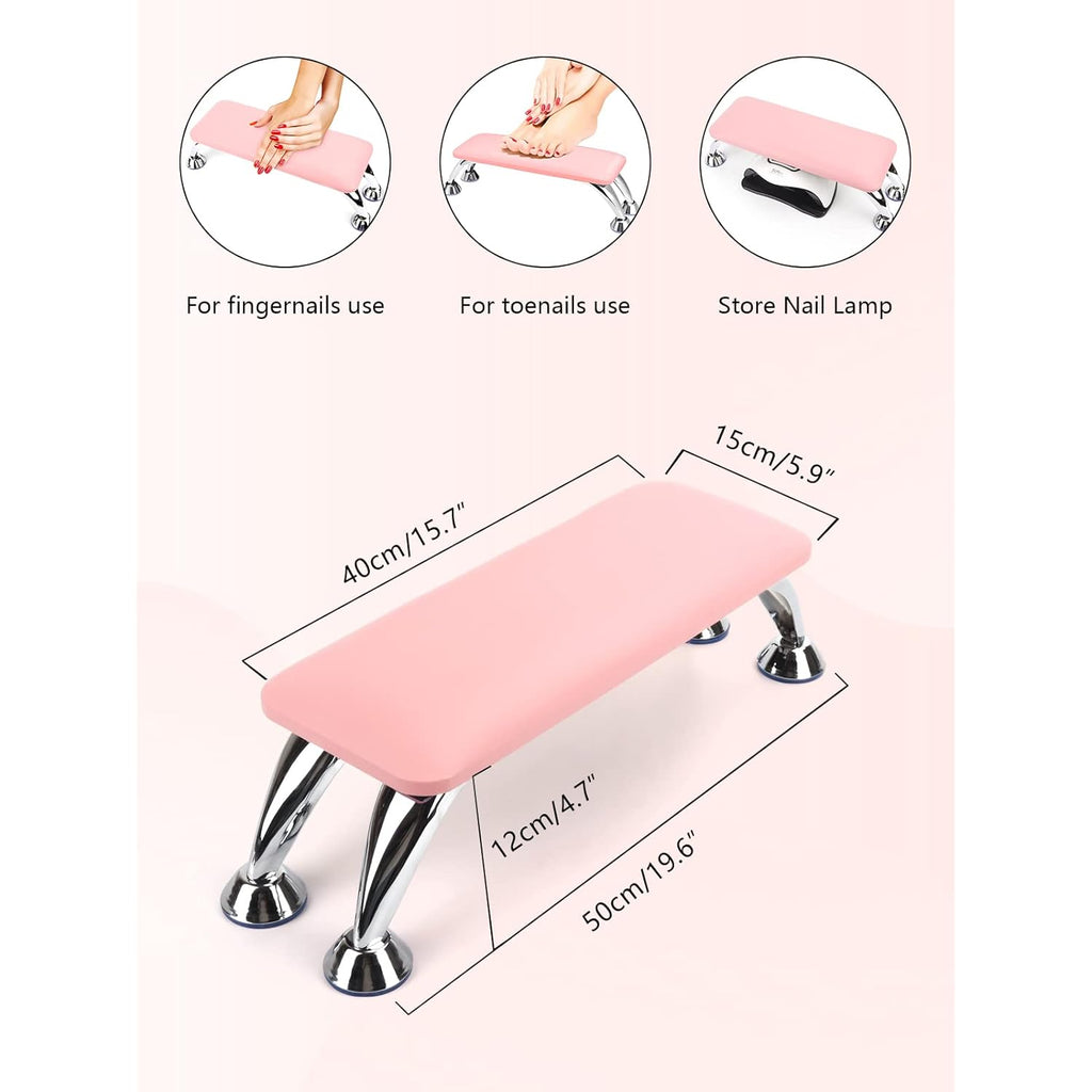 Big Arm Rest for Nails Cushion, Microfiber Leather Hand Rest for Nails Tech, Hand Rest Pillow for Nails Toenails, Detachable Nail Art Accessories Tool for Nails Tech (Pink)