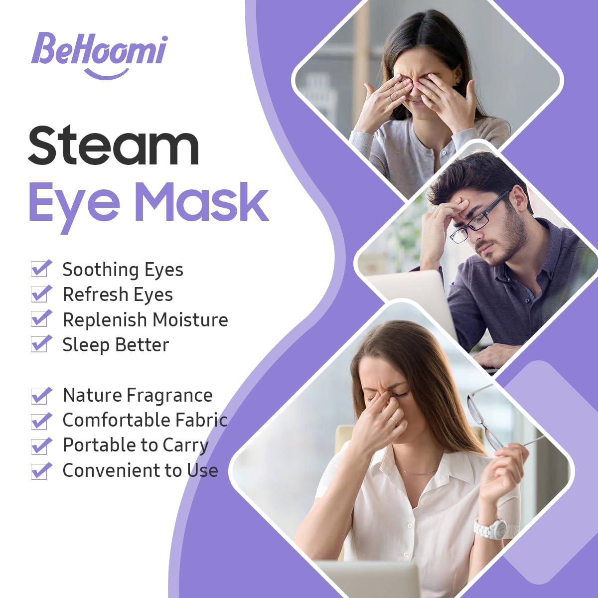 Steam Eye Mask, 10Packs Heated Eye Mask, Self Heating Disposable Spa Warm Compress For Eyes Sleep Mask, Travel Essentials & Relaxation Gifts For Women (Lavender Scent)