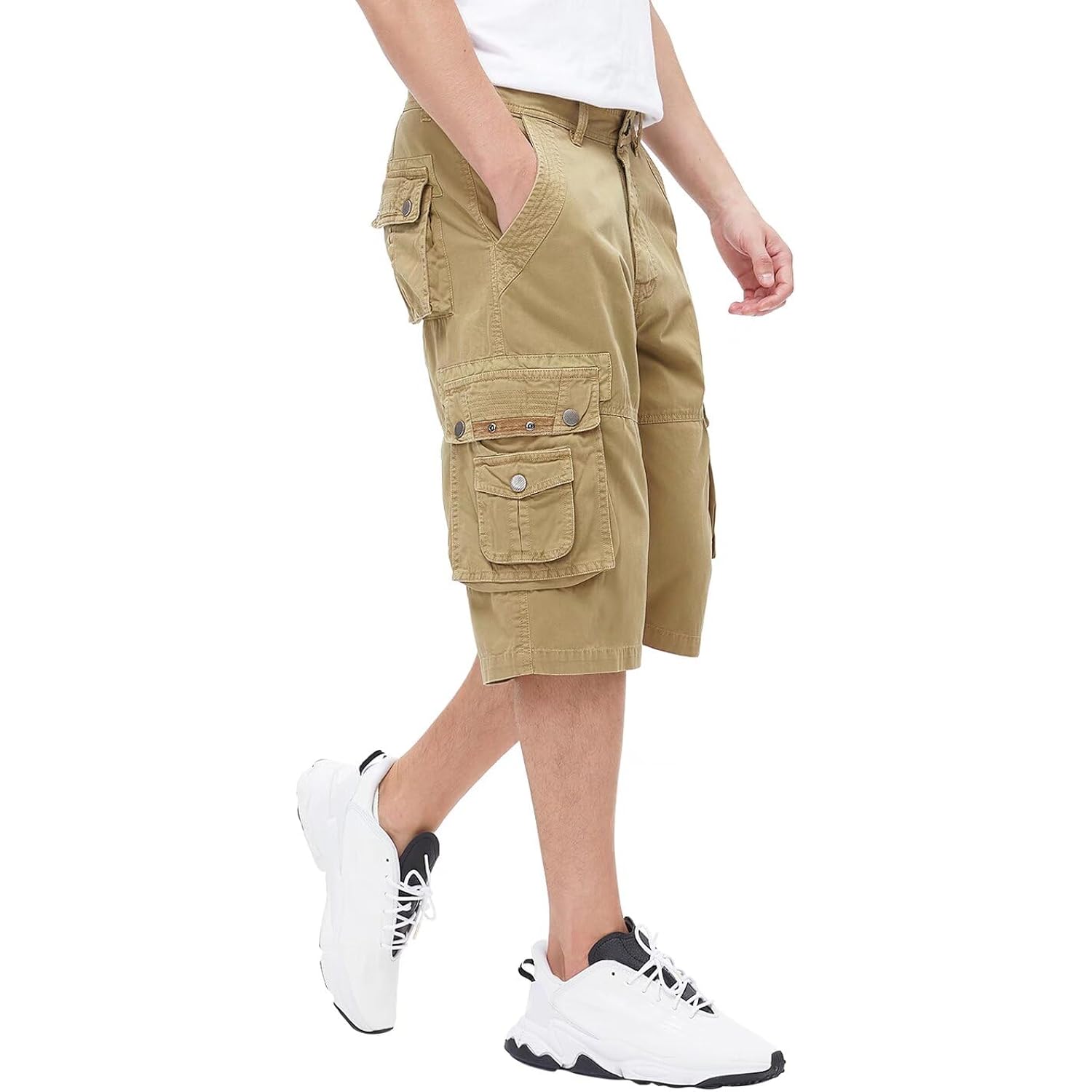 Best South Men'S Capri Long Twill Cargo Shorts Below Knee 13 Inches Cotton Relaxed Fit Casual Multi-Pocket