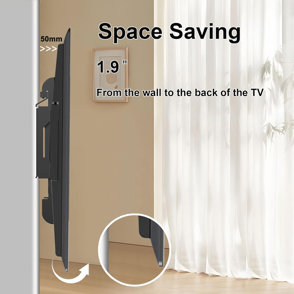 Jobzyp Tilt Tv Wall Mount Bracket For 14-42 Flat Screen Tvs & Monitors, 19 21 23 27 29 32 37 39 Inch Low Profile Universal Tilting Tv Monitor Mount Fits 8" Wood Studs Vesa 50X50-200X200Mm Up To 55 Lbs