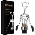 Beneno Wine Opener, Zinc Alloy Premium Wing Corkscrew With Multifunctional Bottles Opener, Sharp Wine Corkscrew With Ergonomic Non-Slip Wing Handle, Silver