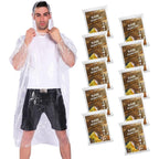 Cooy Rain Ponchos,With Drawstring Hood （10 Pack） Emergency Disposable Rain Ponchos Family Pack For Adults,Clear