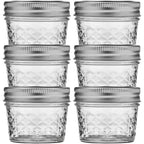Ball Wide Mouth Quilted Crystal Jelly Jars With Lids And Bands, Used For Canning, Pickling, Juice, Jam, Jelly, Quarter Pint Size (4 Ounce (Pack Of 6))